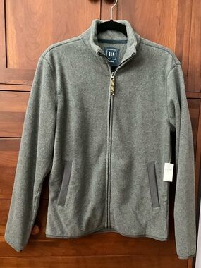 GAP Mens Full Zip Fleece Jacket Charcoal Gray Sz Small NWT